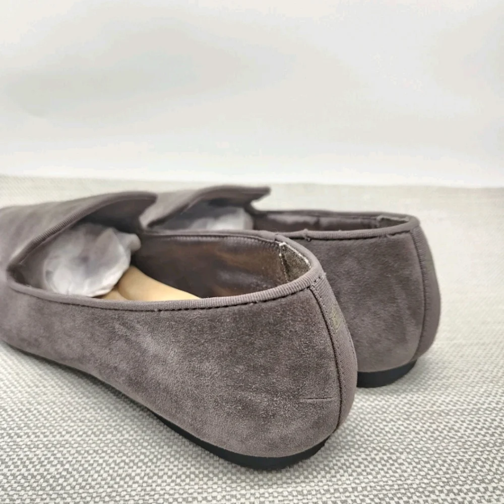 Birdies Size 8 Gray Leather  Suede Flats Loafer Slip On Women Comfort Shoes